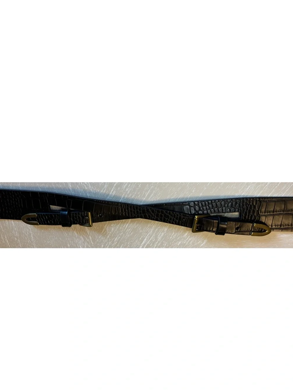 NWOT Anthropologie Cross Buckle Leather Belt In Black  Size Small